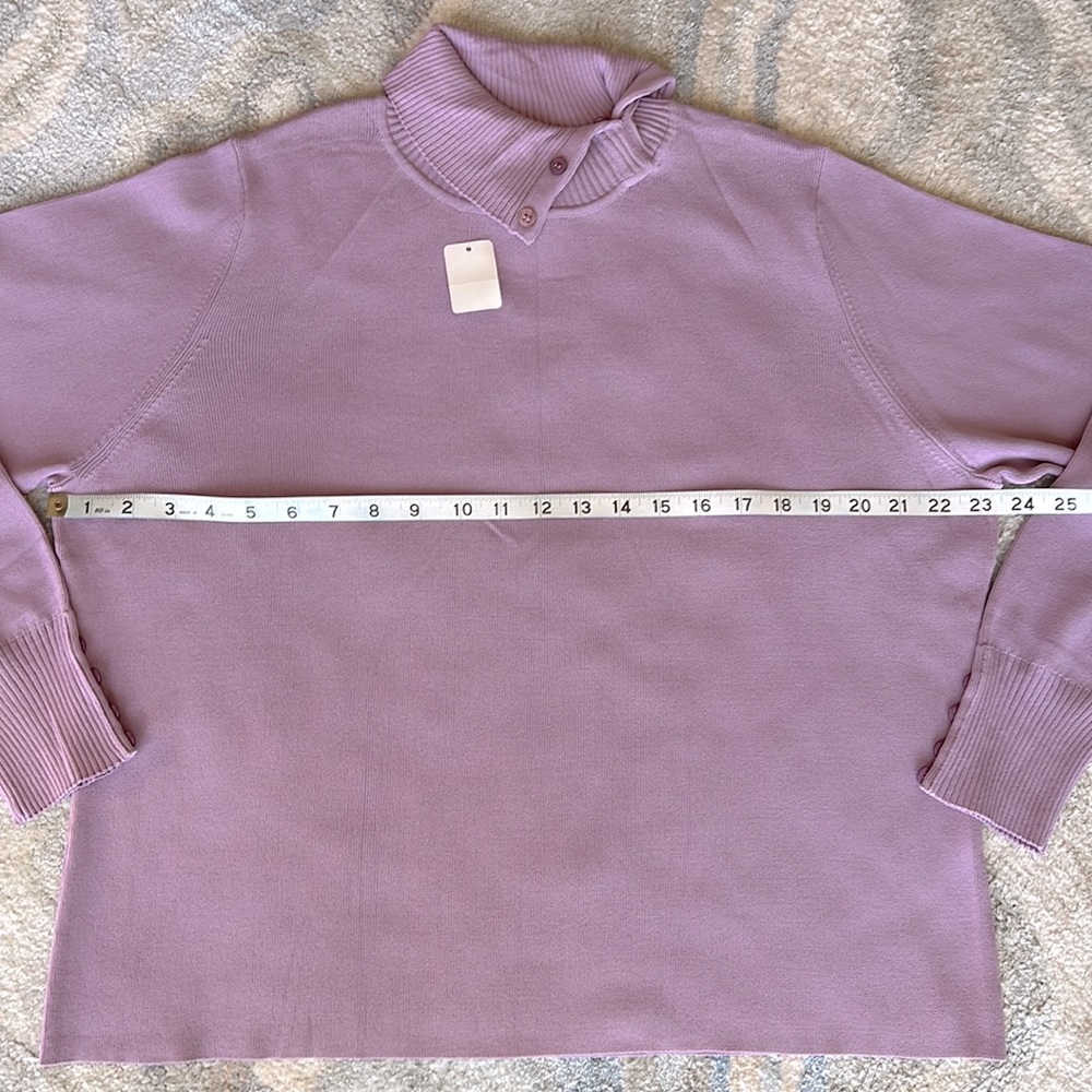 Lilac Buttoned Turtleneck Sweater - Picture 3 of 13